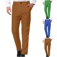 thumbnail image 1 of Miluxas Men's Dress Pants Straight Leg Spring Fall Casual Long Trousers for Business Party Green, 1 of 7