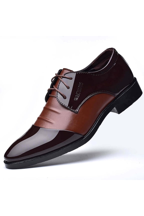 Men's Dress Shoes Leather Formal Derby Shoes Business Classic Lace Up Wingtip Shoes for Men
