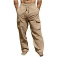thumbnail image 1 of Miluxas Men's Elastic Waist Cargo Pants,Casual Loose Fit Lightweight Workwear Pull On Pants Khaki, 1 of 5