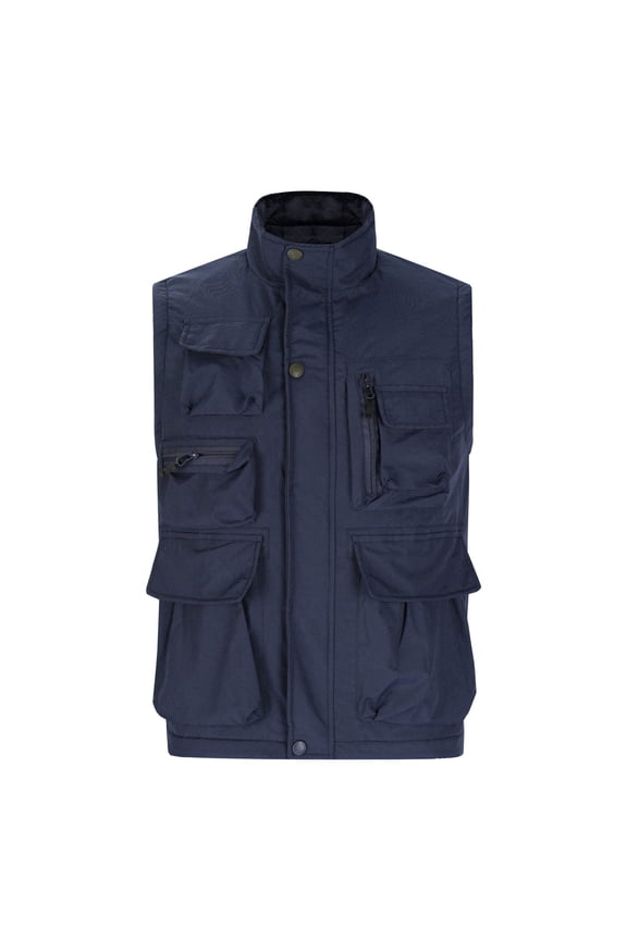 Men's Fishing Vest Casual Utility Travel Safari Cargo Outdoor Work Photo Fly Vest Jacket with Multi Pockets Navy