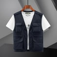 thumbnail image 1 of Miluxas Men’s Fishing Vest Summer Outdoor Work Safari Travel Photo Vests with Multi Pockets for Men Dark Blue 4(L), 1 of 5