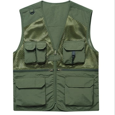 Lilgiuy Men’s Outdoor Fishing Vest with Multi Pockets Casual Loose ...