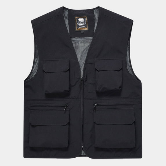 Miluxas Men’s Fishing Vest Summer Outdoor Work Safari Travel Photo Vests with Multi Pockets for Men Black 12(XXXXL)