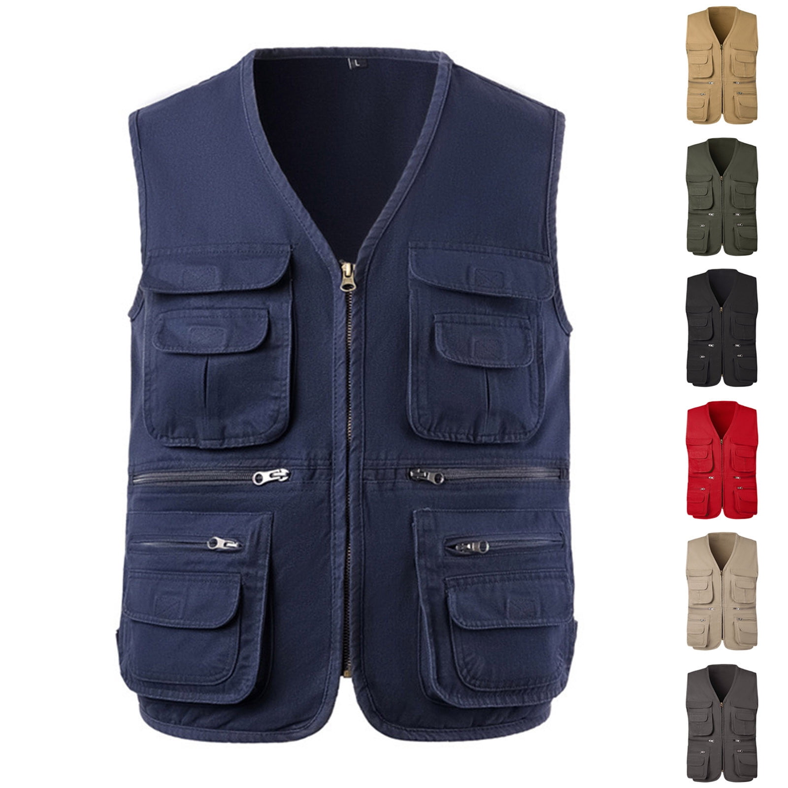 Miluxas Men's Fishing Vest Utility Summer Vests with Pockets for Travel ...