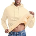 thumbnail image 1 of Miluxas Men's Fleece Sherpa Lined Hoodie 2024 Winter Warm Long Sleeve thermal Hooded Sweatshirt with Kanga Pocket Beige, 1 of 7