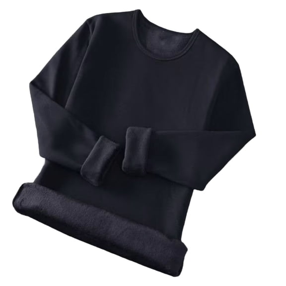 Miluxas Men's Fleece Sweatshirts thermal Crewneck Sweatshirt Winter Warm Sherpa Lined Pullover Shirt Navy