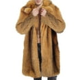 thumbnail image 1 of Miluxas Men's Fluffy Long Sleeve Faux Fur Coat Jacket Lapel Outwear Winter Parka Overcoat Brown, 1 of 6