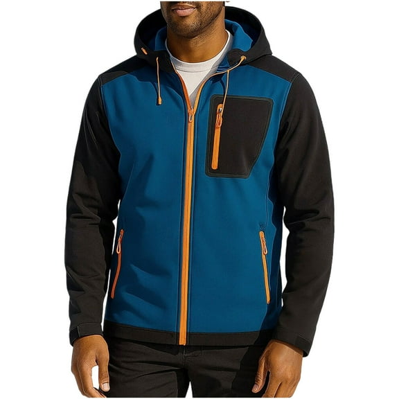Miluxas Men's Full Zip Fleece Jacket Lightweight Warm Soft Polar Long Sleeve Jackets with Pockets for Winter Hiking Casual Blue