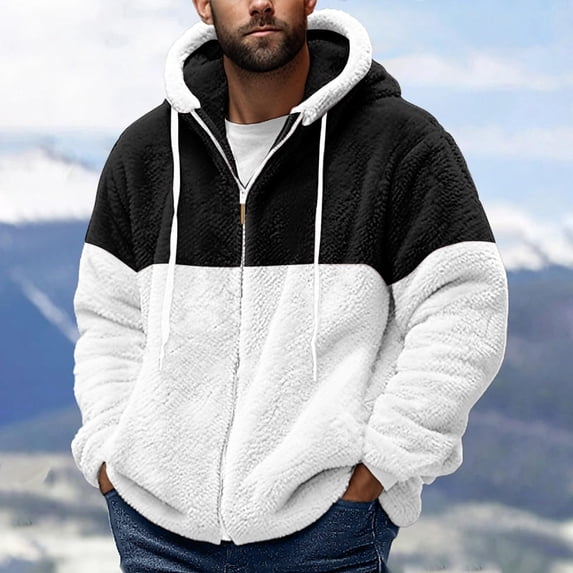 Miluxas Men's Full-Zip Hoodie, Fleece Hooded Sweatshirt with Zipper Black 4(S)