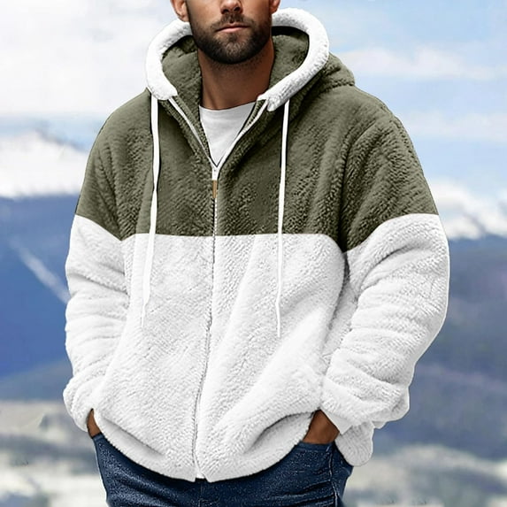 Miluxas Men's Full-Zip Hoodie, Fleece Hooded Sweatshirt with Zipper Army Green 4(S)