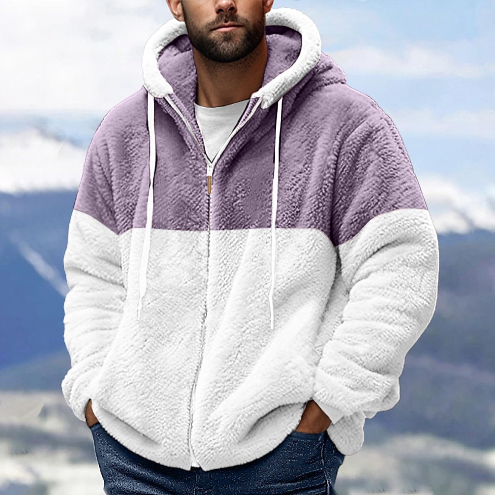Miluxas Men's Full-Zip Hoodie, Fleece Hooded Sweatshirt with