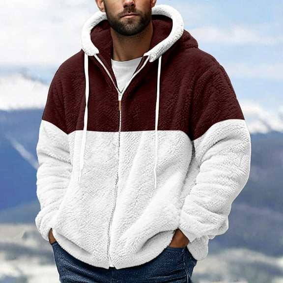 Miluxas Men's Full-Zip Hoodie, Fleece Hooded Sweatshirt with Zipper Wine 10(XL)