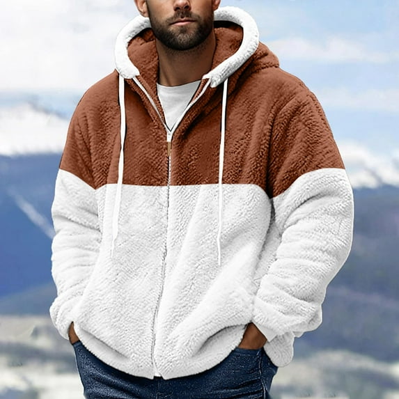 Miluxas Men's Full-Zip Hoodie, Fleece Hooded Sweatshirt with Zipper Coffee 4(S)