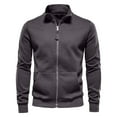 thumbnail image 1 of Miluxas Men's Full Zip Sweatshirt No Hood Hoodies Casual Cardigan Lightweight Cotton Hoody Dark Gray, 1 of 5