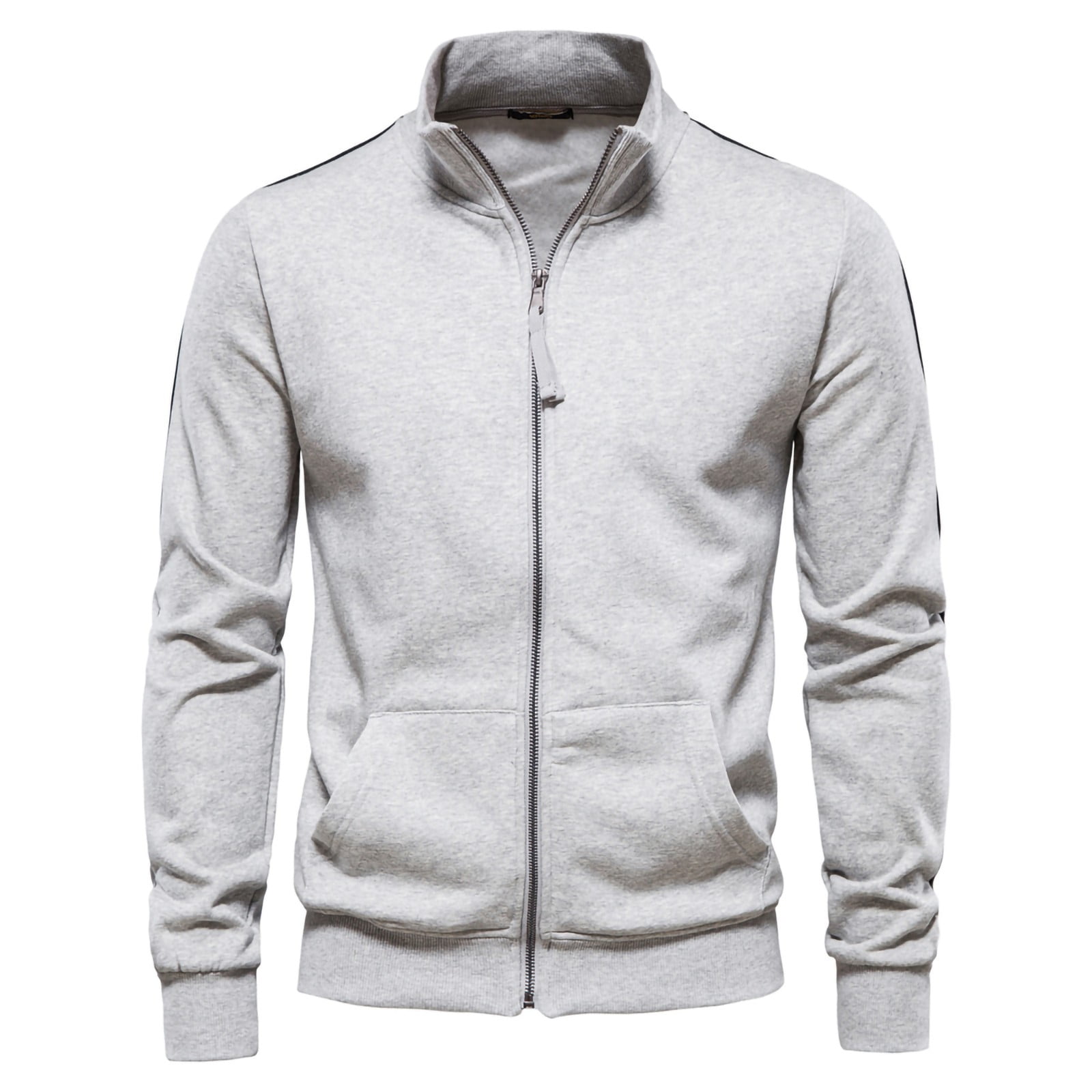 Miluxas Men's Full Zip Sweatshirt No Hood Hoodies Casual Cardigan ...