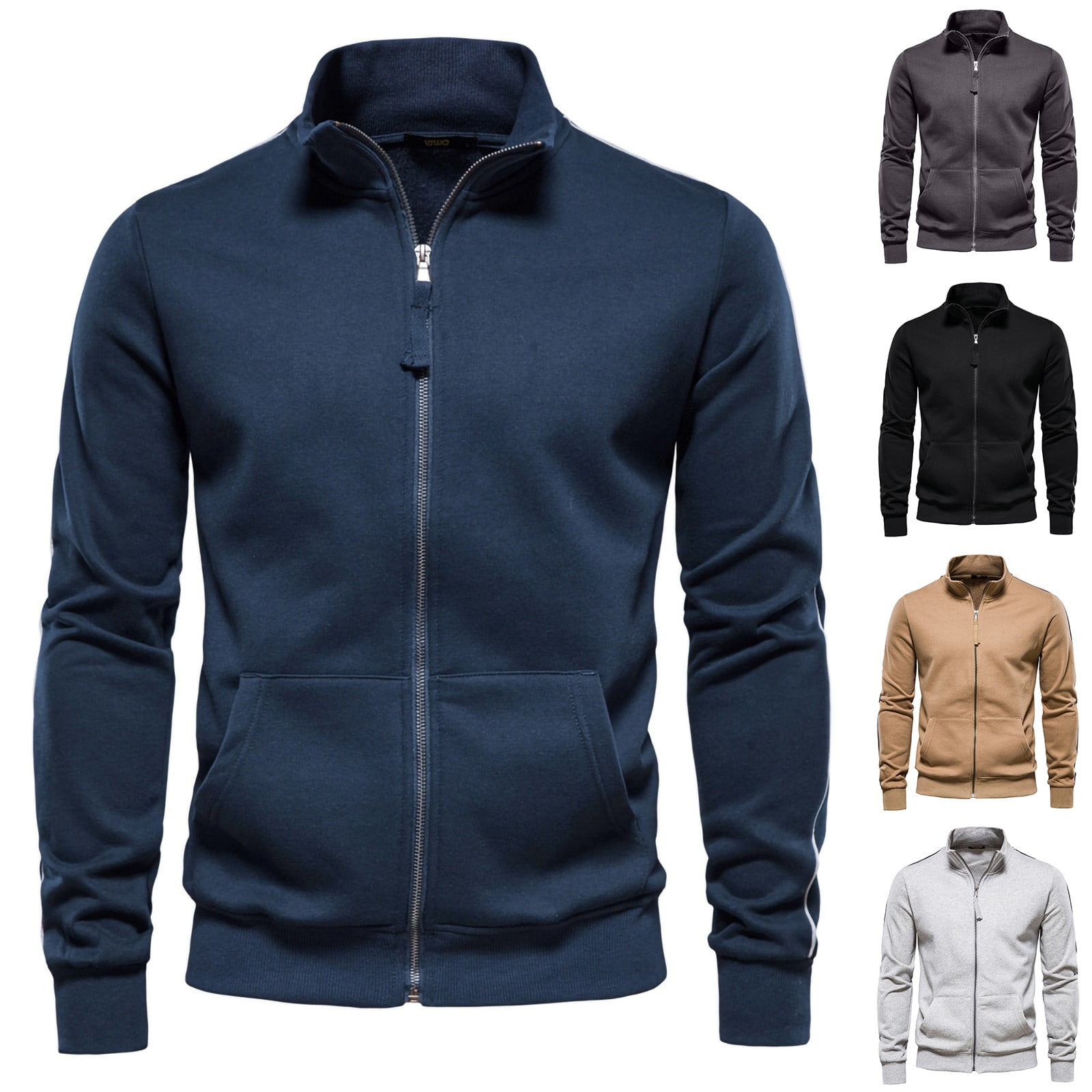 Miluxas Men's Full Zip Sweatshirt No Hood Hoodies Casual Cardigan ...