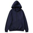 thumbnail image 1 of Miluxas Men's Full Zipper Loose Fit Solid Color Cardigans Sweatshirt Long Sleeve Hooded Sweatshirts Casual Fall Hoodies Navy, 1 of 6