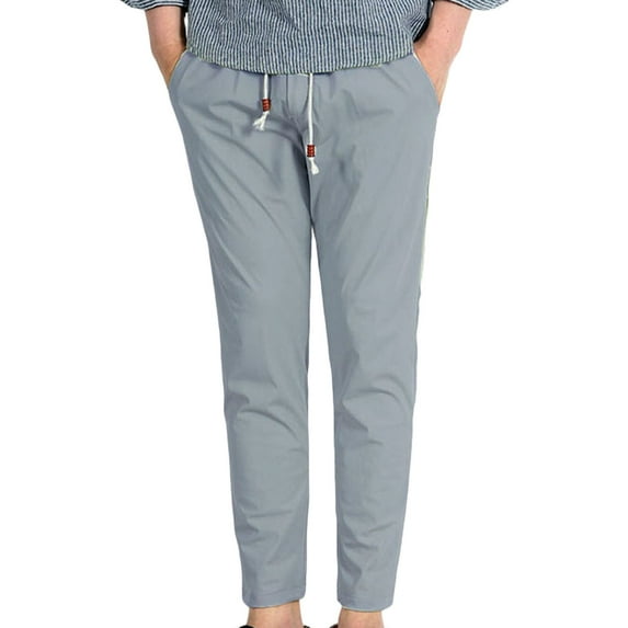 Miluxas Men's Golf Pants Slim High Stretch, Ice Silk Dress Pants with Expandable-Waist Pants Gray 4(M)