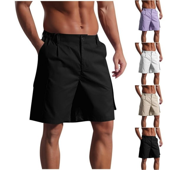 Miluxas Men's Golf Shorts Stretch Hiking Casual Lightweight Work Flat Front Dress Shorts Pockets White XL(XL)