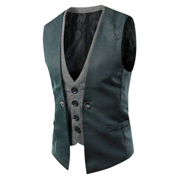 Miluxas Men's Gothic formal dress, vest, medieval court dress, jacquard retro slim fit vest, sleeveless and hooded casual jacket Gray