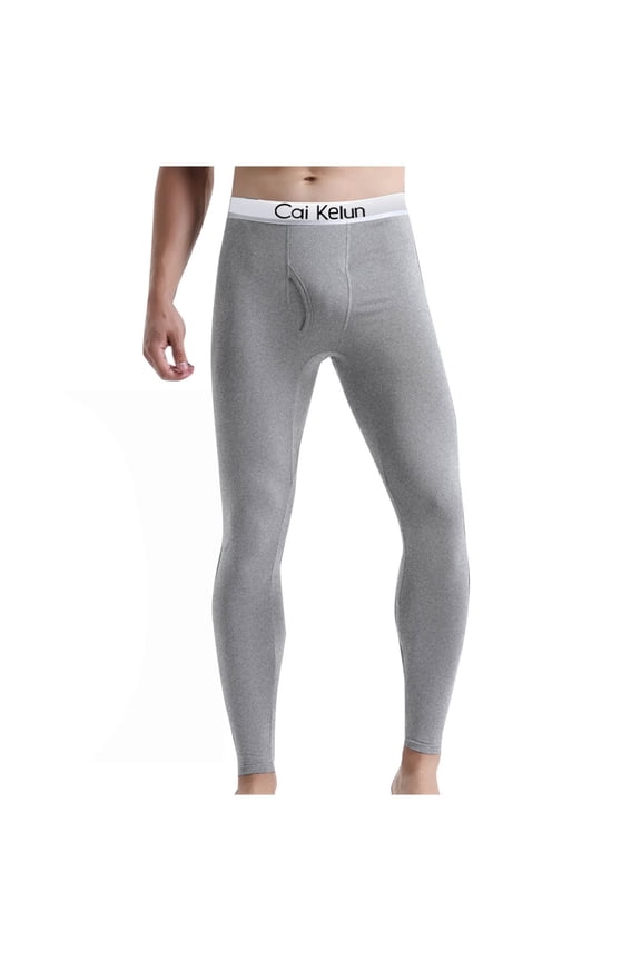 Men's Heavyweight Cotton Waffle Long Johns thermal Underwear Bottom Gray