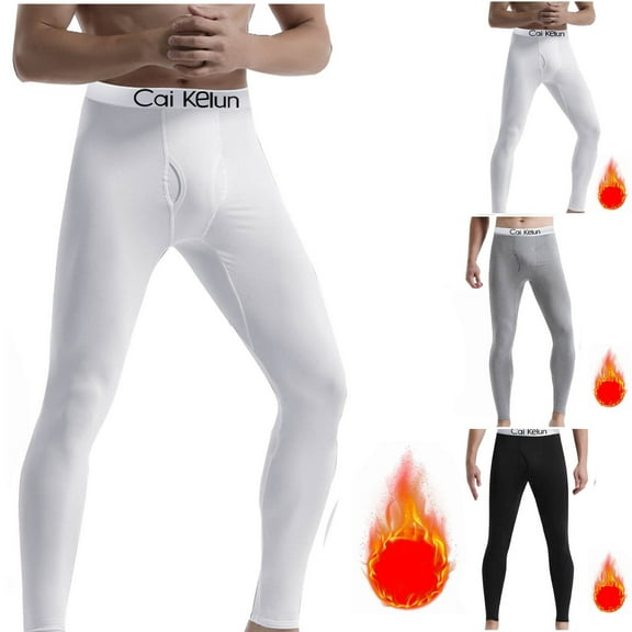 Miluxas Men's Heavyweight Cotton Waffle Long Johns thermal Underwear Bottom White
