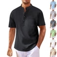 thumbnail image 1 of Miluxas Men's Henley Shirts Short Sleeve Casual Button Up Basic Pocket Tee Shirts White XL(XL), 1 of 9