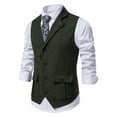thumbnail image 1 of Miluxas Men's Herringbone Tweed Suit Vest Vintage Lapel Vest Men's Coat Green 6(M), 1 of 9