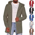 thumbnail image 1 of Miluxas Men's Hooded Peacoat Mid Length Trench Coat Oversized Hoodie Jacket Double Breasted Suit Casual Windbreaker Outwear Red, 1 of 7