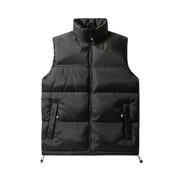 Miluxas Men's Hooded Puffer Vest Sleeveless Zip Up Padded Jackets Coat Lightweight Quilted Gilet with Pockets Black