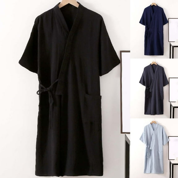 Miluxas Men's Hooded Robe Soft Coral Fleece Microfiber Bathrobe Navy