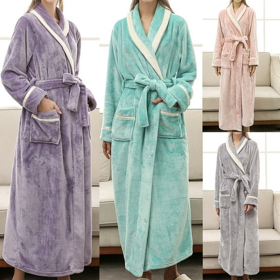 Miluxas Men's Hooded Robe Soft Coral Fleece Microfiber Bathrobe Purple