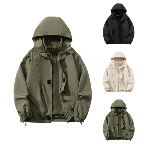 Miluxas Men's Hooded Softshell Jacket Water Resistant Lightweight Insulated Fleece Lined Windbreaker Black