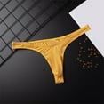 thumbnail image 1 of Miluxas Men's Ice Silk Thread Underpants T Pants, Solid Color, Breathable G-string Pants Yellow 6(L), 1 of 3