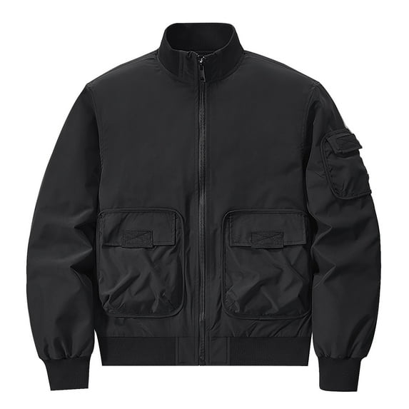 Miluxas Men's Jacket Lightweight Bomber Jacket Zip Up Windbreaker Casual Spring Fall Jackets with Pockets Black 12(XXL)