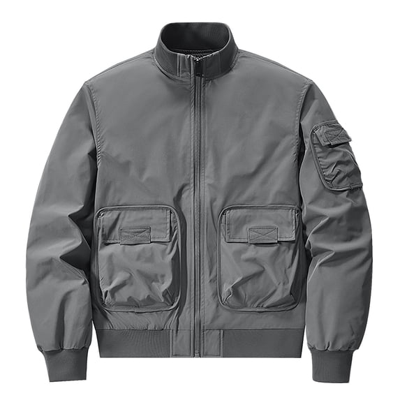 Miluxas Men's Jacket Lightweight Bomber Jacket Zip Up Windbreaker Casual Spring Fall Jackets with Pockets Gray 12(XXL)