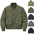 thumbnail image 1 of Miluxas Men's Jacket Lightweight Bomber Jacket Zip Up Windbreaker Casual Spring Fall Jackets with Pockets Khaki 10(XL), 1 of 7