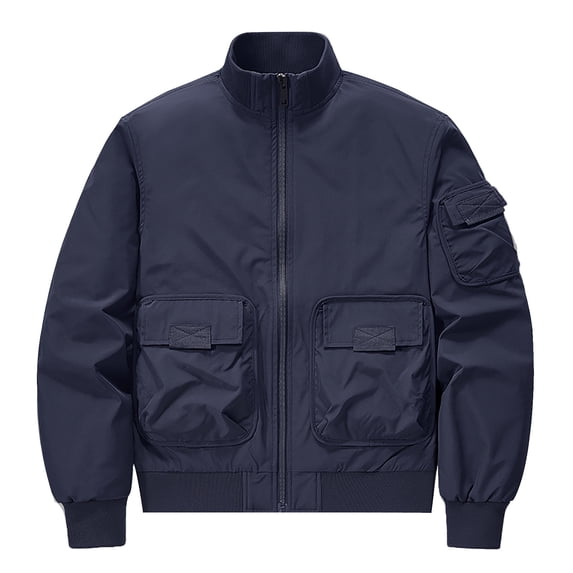 Miluxas Men's Jacket Lightweight Bomber Jacket Zip Up Windbreaker Casual Spring Fall Jackets with Pockets Dark Blue 10(XL)