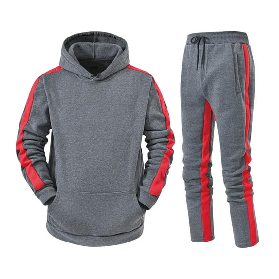 Miluxas Men's Jogging Tracksuit 2 Piece Athletic Outfit Hoodie Sports Sweatsuit Pullover Suit Sets Dark Gray 14(XXXL)