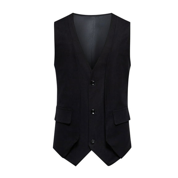 Miluxas Men's Layered Suit Vest Business Dress Vests formal Wedding Waistcoat Slim Fit Black