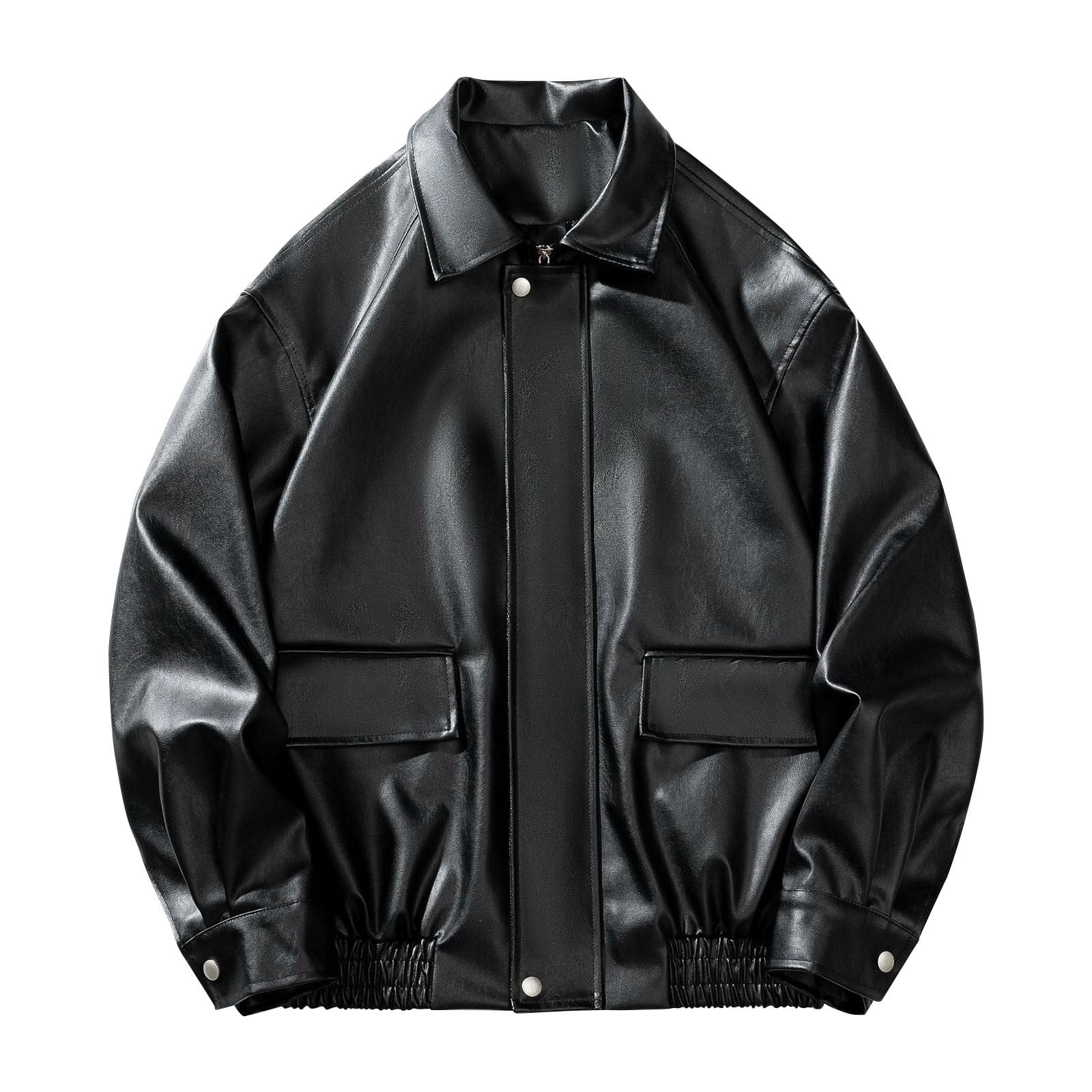 Miluxas Men's Leather Classic Jacket Mens Leather coat with Zip Out Black 10(XL)