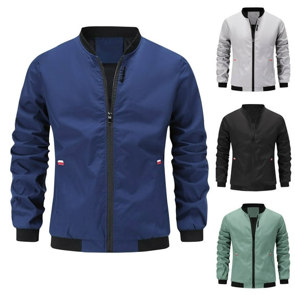 Miluxas Men's Lightweight Jacket Casual Fashion Windbreaker Flight Zip Up Outdoor Coat Jackets Navy 12(XL)