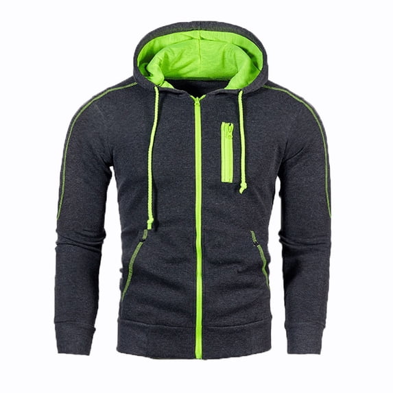 Miluxas Men's Lightweight Jackets Casual Laydown Collar Jacket Front-Zip Golf Jacket Work Coat with Zip Pockets Dark Gray 8(XL)