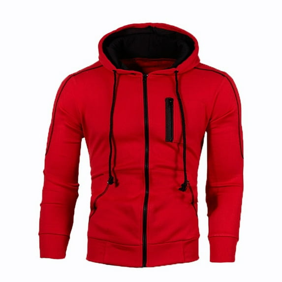 Miluxas Men's Lightweight Jackets Casual Laydown Collar Jacket Front-Zip Golf Jacket Work Coat with Zip Pockets Red 10(XXL)