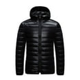 thumbnail image 1 of Miluxas Men's Lightweight Puffer Jacket Hooded Warm Winter Coat Quilted Lined Water-Resistant Full Zip Bubble Jackets Black, 1 of 9