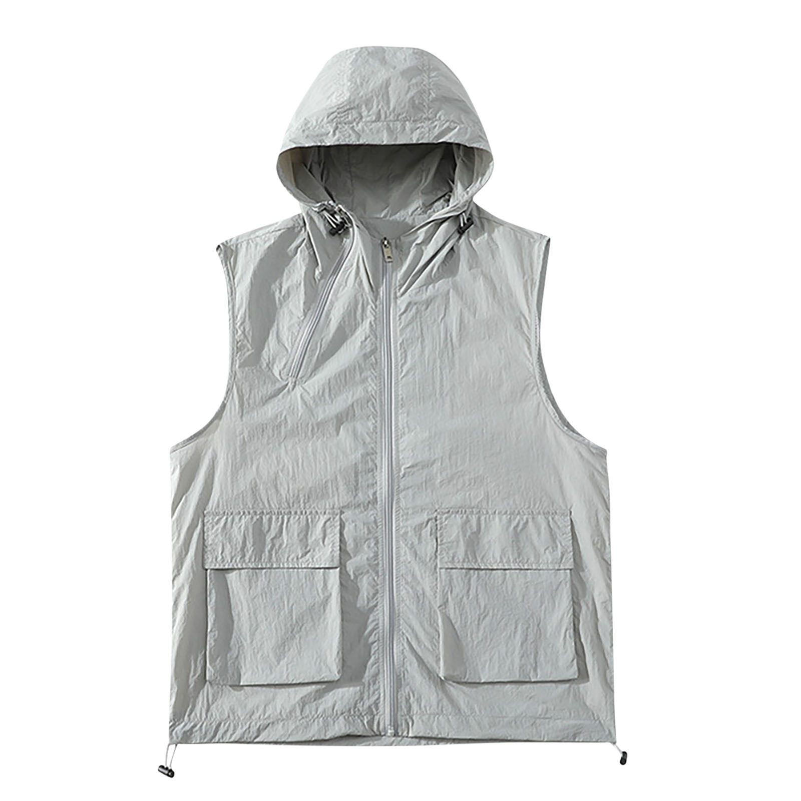 Miluxas Men's Lightweight Softshell Vest Windproof Sleeveless Jacket for Travel Hiking Running Golf Gray