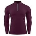 thumbnail image 1 of Miluxas Men's Long Sleeve 1/4 Zip Shirts Sun Protection Pullover Rash Guard Running Lightweight T Shirt Wine L(L), 1 of 6