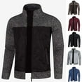 thumbnail image 1 of Miluxas Men's Long Sleeve Cardigan Sweater thermal Slim Fit Full Zip Quilted Jacket Business Casual Knit Coats Pocket Wine, 1 of 4