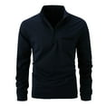 thumbnail image 1 of Miluxas Men's Long Sleeve Polo Shirts Quarter-Zip Casual Slim Fit Mock Neck Basic Designed Shirts Navy 4(S), 1 of 1