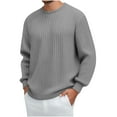 thumbnail image 1 of Miluxas Men's Long Sleeve Shirts Casual Crewneck Pullover T-Shirt Stretch Textured Knit Tee Dark Gray, 1 of 6